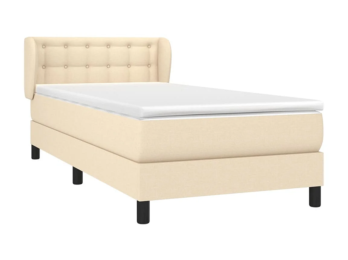 Ensemble complet boxspring - 90x200 cm + sommier tapissier + matelas Crème Tissu SRGW53803