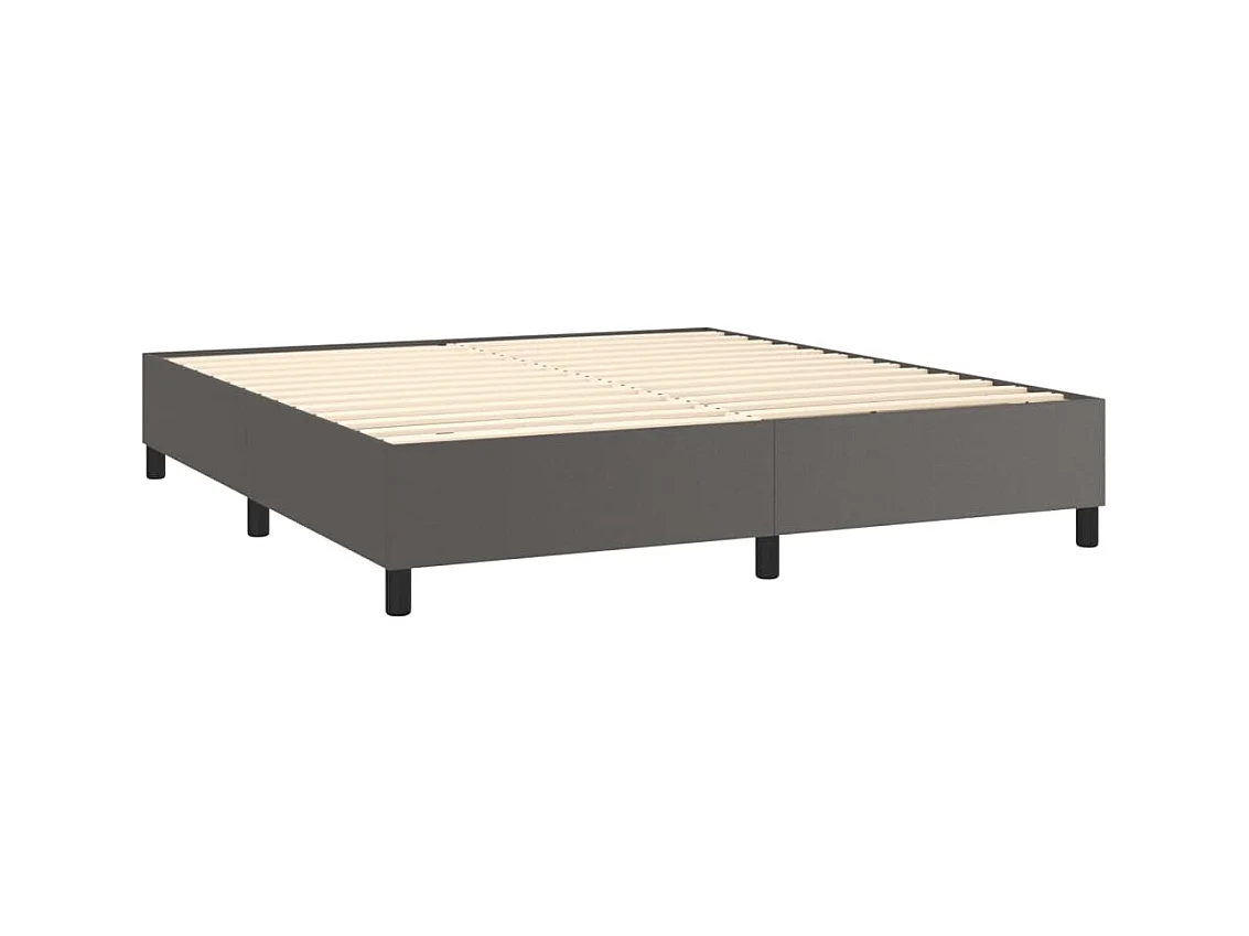 Ensemble complet boxspring - 180x200 cm + sommier tapissier + matelas Gris Similicuir SRGW37175