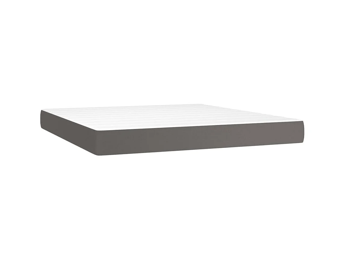 Ensemble complet boxspring - 180x200 cm + sommier tapissier + matelas Gris Similicuir SRGW37175