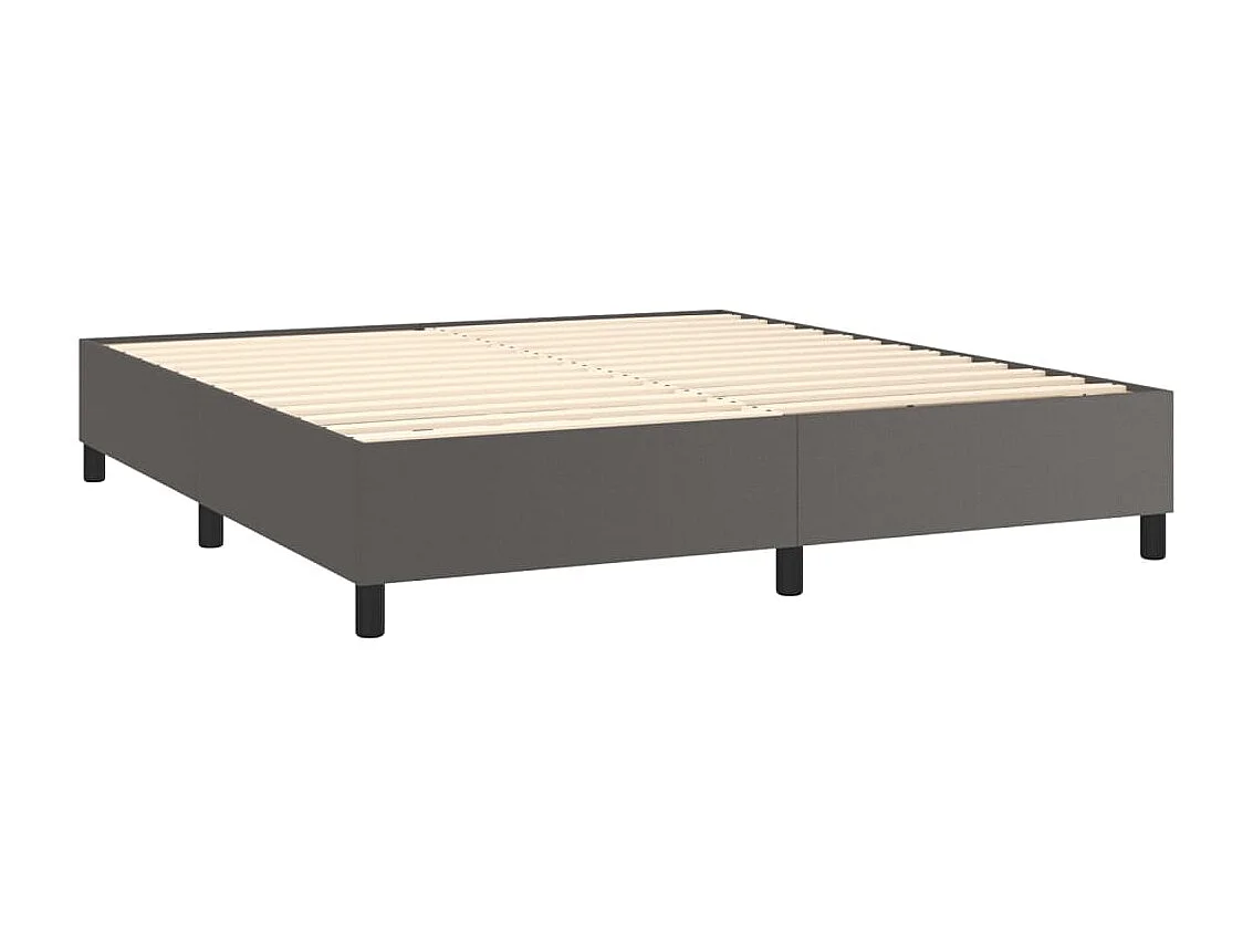 Ensemble complet boxspring - 180x200 cm + sommier tapissier + matelas Gris Similicuir SRGW37175
