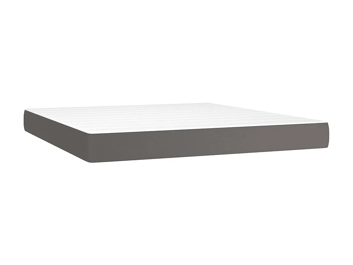 Ensemble complet boxspring - 180x200 cm + sommier tapissier + matelas Gris Similicuir SRGW37175