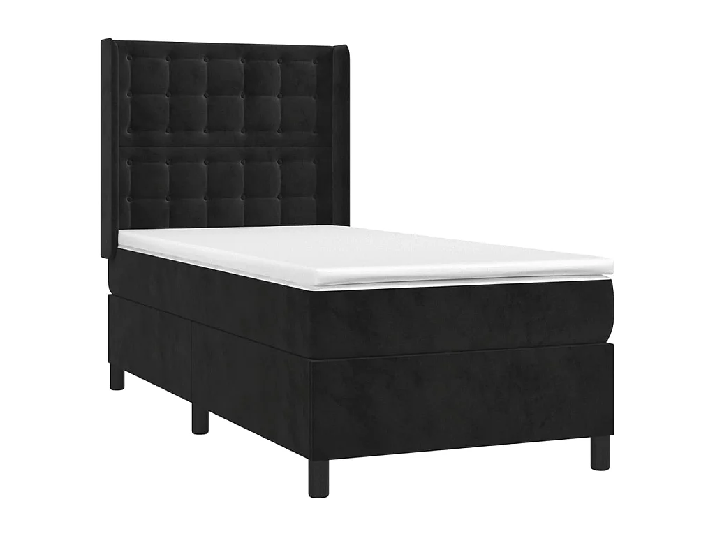 Ensemble complet boxspring - 100x200 cm + sommier à lattes de lit+ matelas + LED Noir Velours SRGW99213