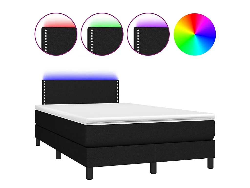 LED-Boxspringbett mit Matratze,Bett für Schlafzimmer Schwarz 120x200 cm Stoff -CFW38013