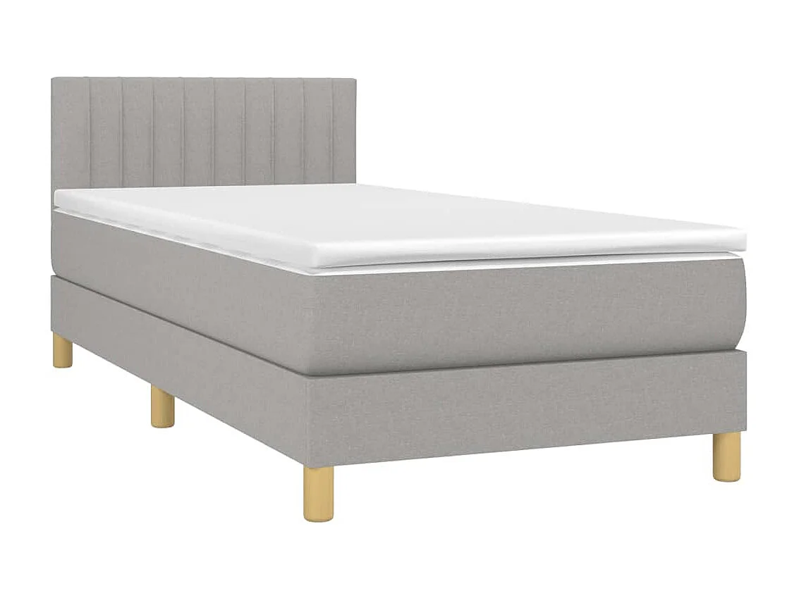 Ensemble complet boxspring - 90x190 cm + sommier à lattes de lit + matelas + LED Gris clair SRGW11795
