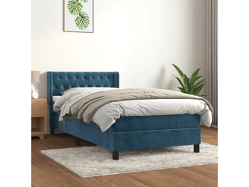 Boxspringbett mit Matratze,Bett für Schlafzimmer Dunkelblau 100x200 cm Samt -CFW84233