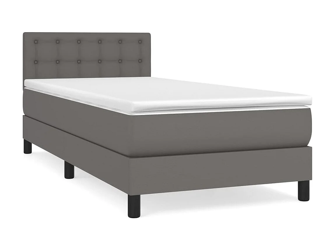 Ensemble complet boxspring - 90x200 cm + sommier tapissier + matelas Gris Similicuir SRGW88334