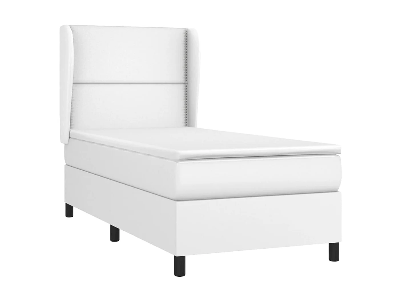 Cama continental com molas+ colchão 80x200 cm couro artificial branco PT622205