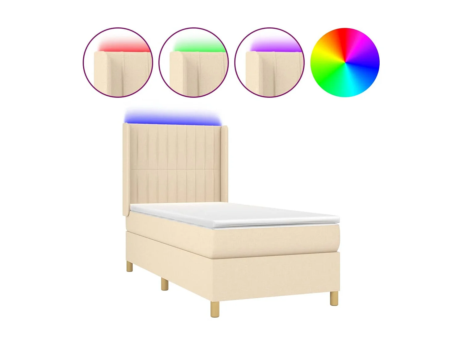 LED-Boxspringbett mit Matratze,Bett für Schlafzimmer Creme 100x200 cm Stoff -CFW58242