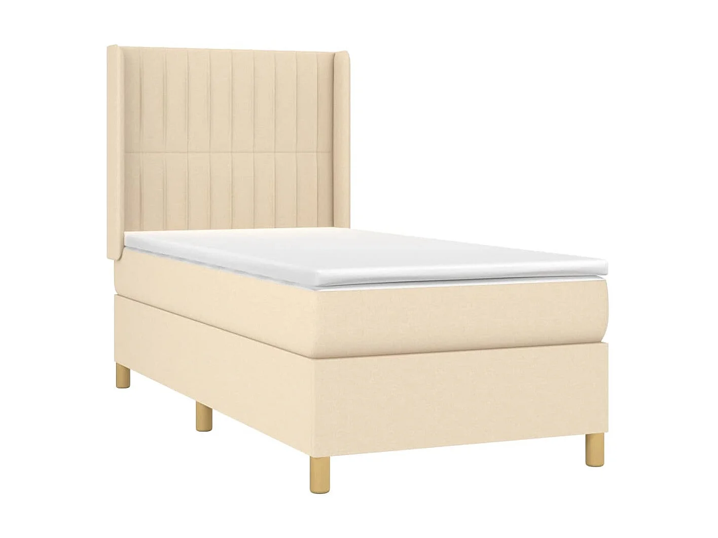 LED-Boxspringbett mit Matratze,Bett für Schlafzimmer Creme 100x200 cm Stoff -CFW58242