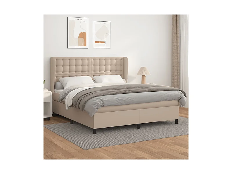 Ensemble complet boxspring - 160x200 cm + sommier tapissier + matelas Cappuccino SRGW19334