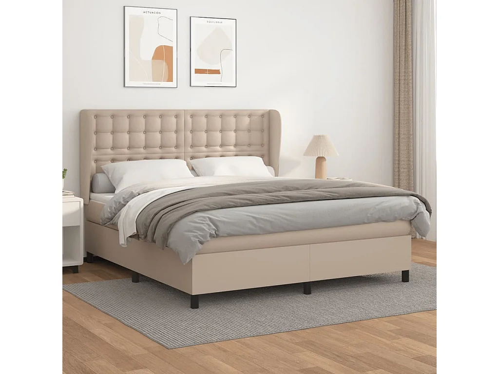 Ensemble complet boxspring - 160x200 cm + sommier tapissier + matelas Cappuccino SRGW19334