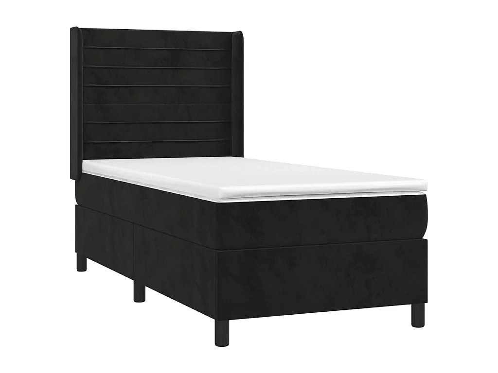 Ensemble complet boxspring - 100x200 cm + sommier à lattes de lit+ matelas + LED Noir Velours SRGW95880