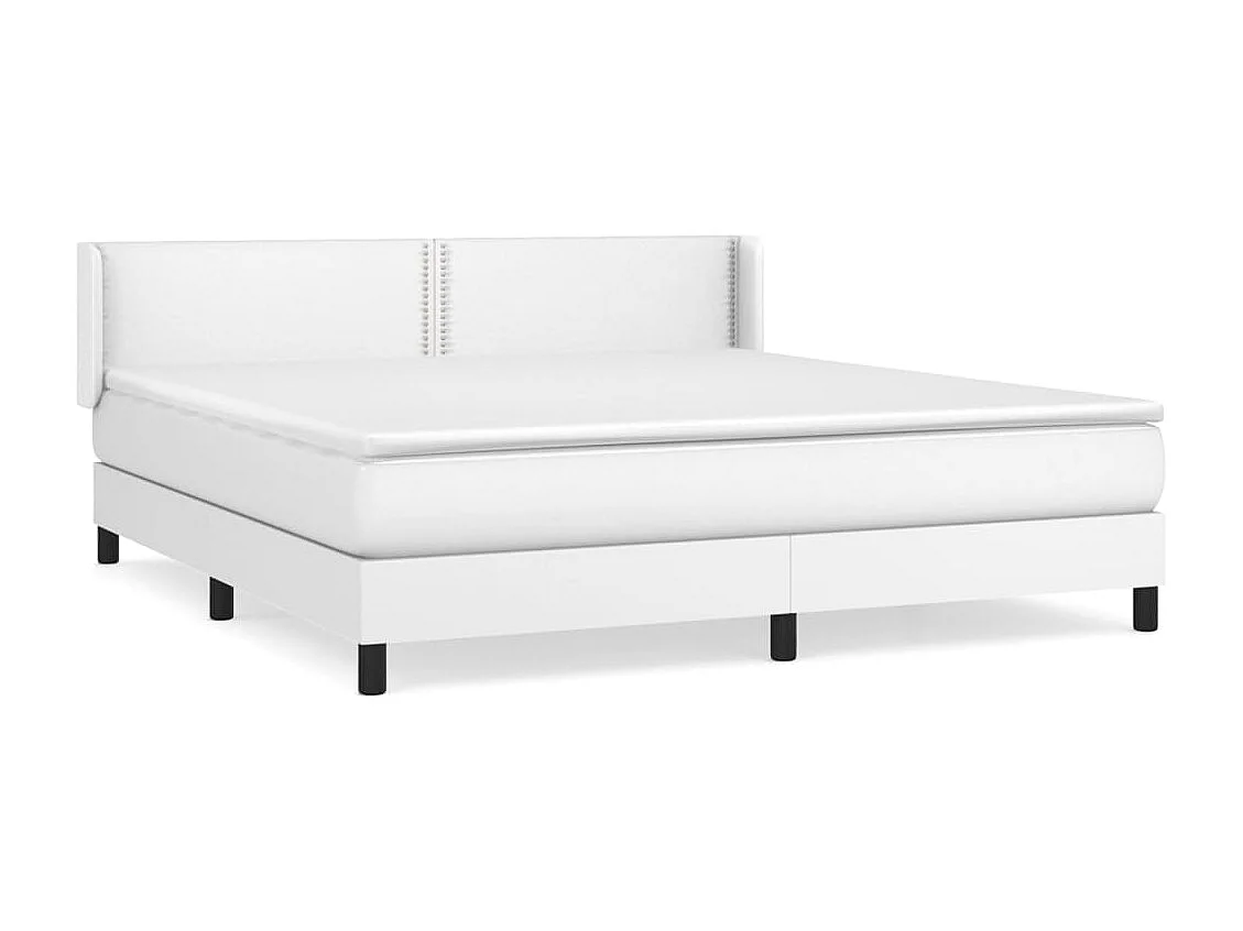 Ensemble complet boxspring - 160x200 cm + sommier tapissier + matelas Blanc Similicuir SRGW65864