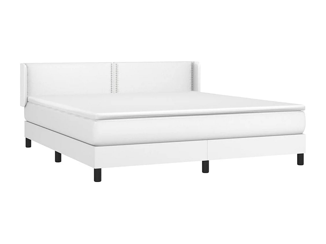Ensemble complet boxspring - 160x200 cm + sommier tapissier + matelas Blanc Similicuir SRGW65864