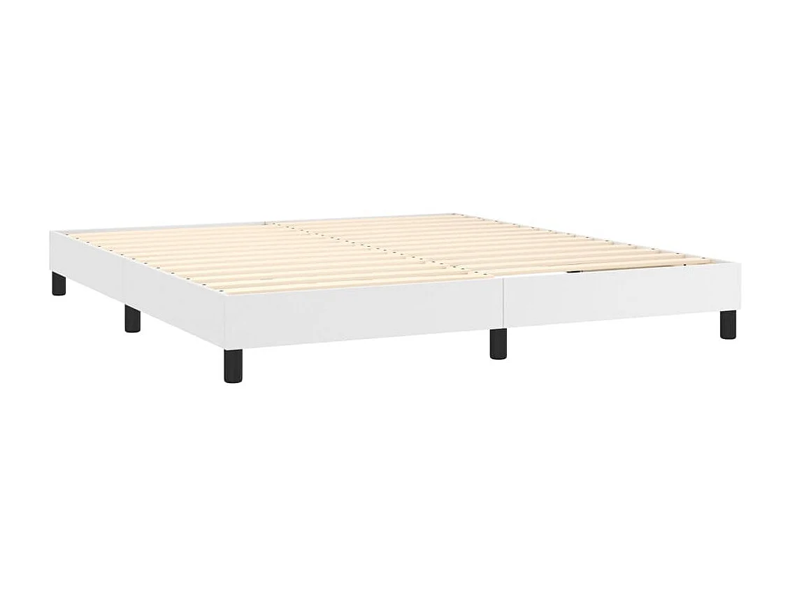 Ensemble complet boxspring - 160x200 cm + sommier tapissier + matelas Blanc Similicuir SRGW65864