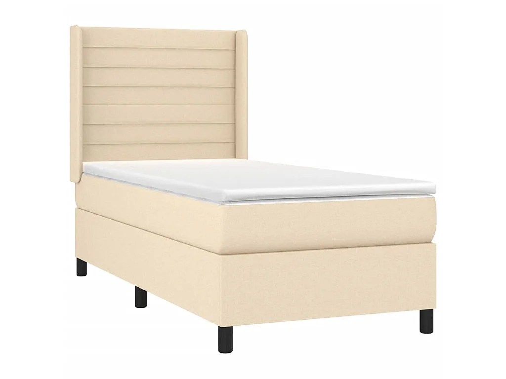 LED-Boxspringbett mit Matratze,Bett für Schlafzimmer Creme 100x200 cm Stoff -CFW49629
