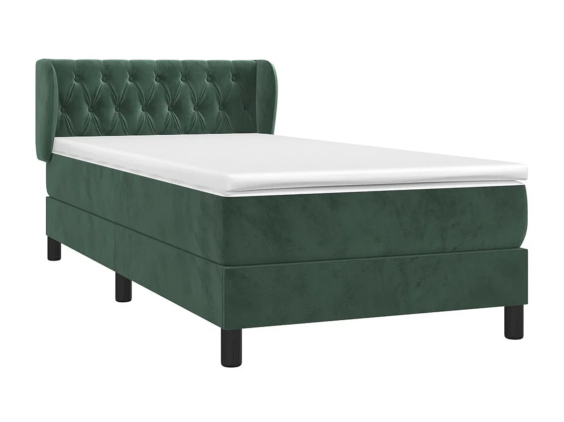 Cama com molas/colchão 90x200 cm veludo verde-escuro PT400733
