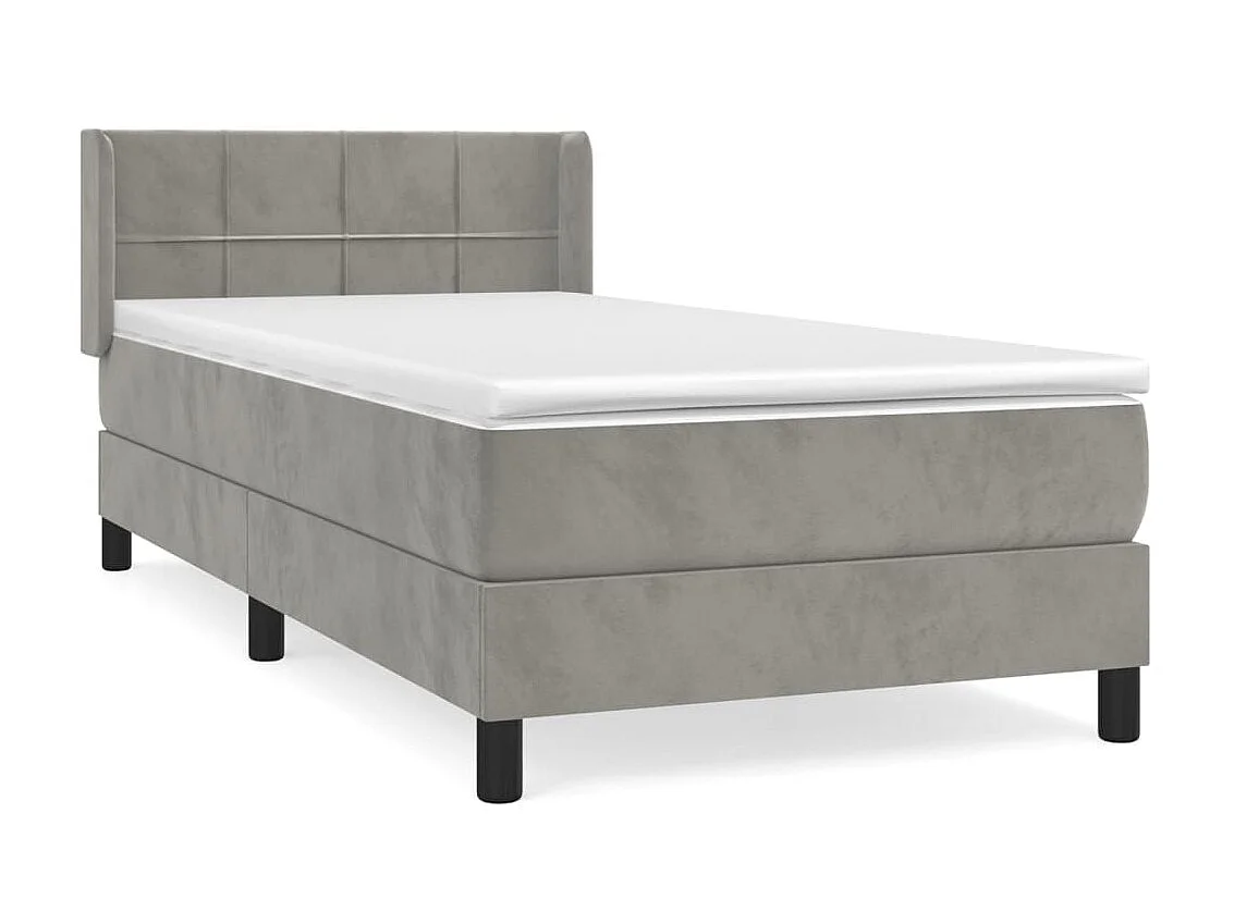 Boxspringbett mit Matratze,Bett für Schlafzimmer Hellgrau 90x190 cm Samt -CFW53838