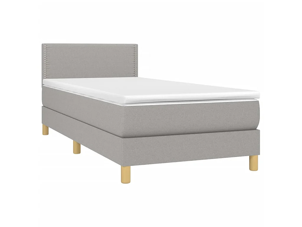 Cama continental c/ colchão e LED 100x200 cm tecido cinza-claro PT233655