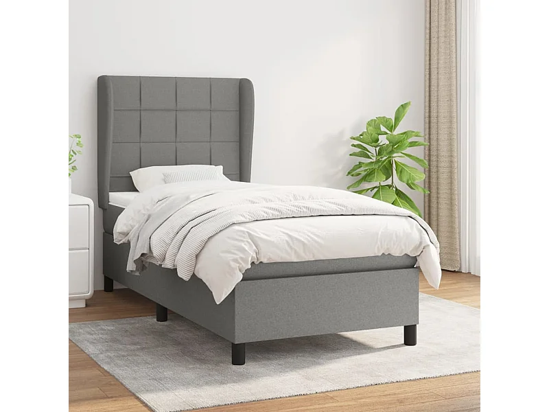 Boxspringbett mit Matratze,Bett für Schlafzimmer Dunkelgrau 100x200 cm Stoff -CFW53548