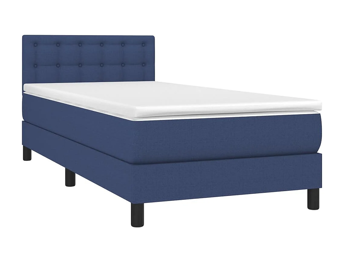 Conjunto Boxspring - 90x200 cm + Somieres + colchón tela azul ES40232