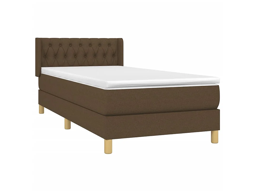Cama continental com molas+ colchão 90x200 cm tecido castanho-escuro PT689879