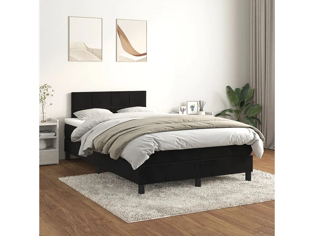Boxspringbett mit Matratze,Bett für Schlafzimmer Schwarz 120x200 cm Samt -CFW56577