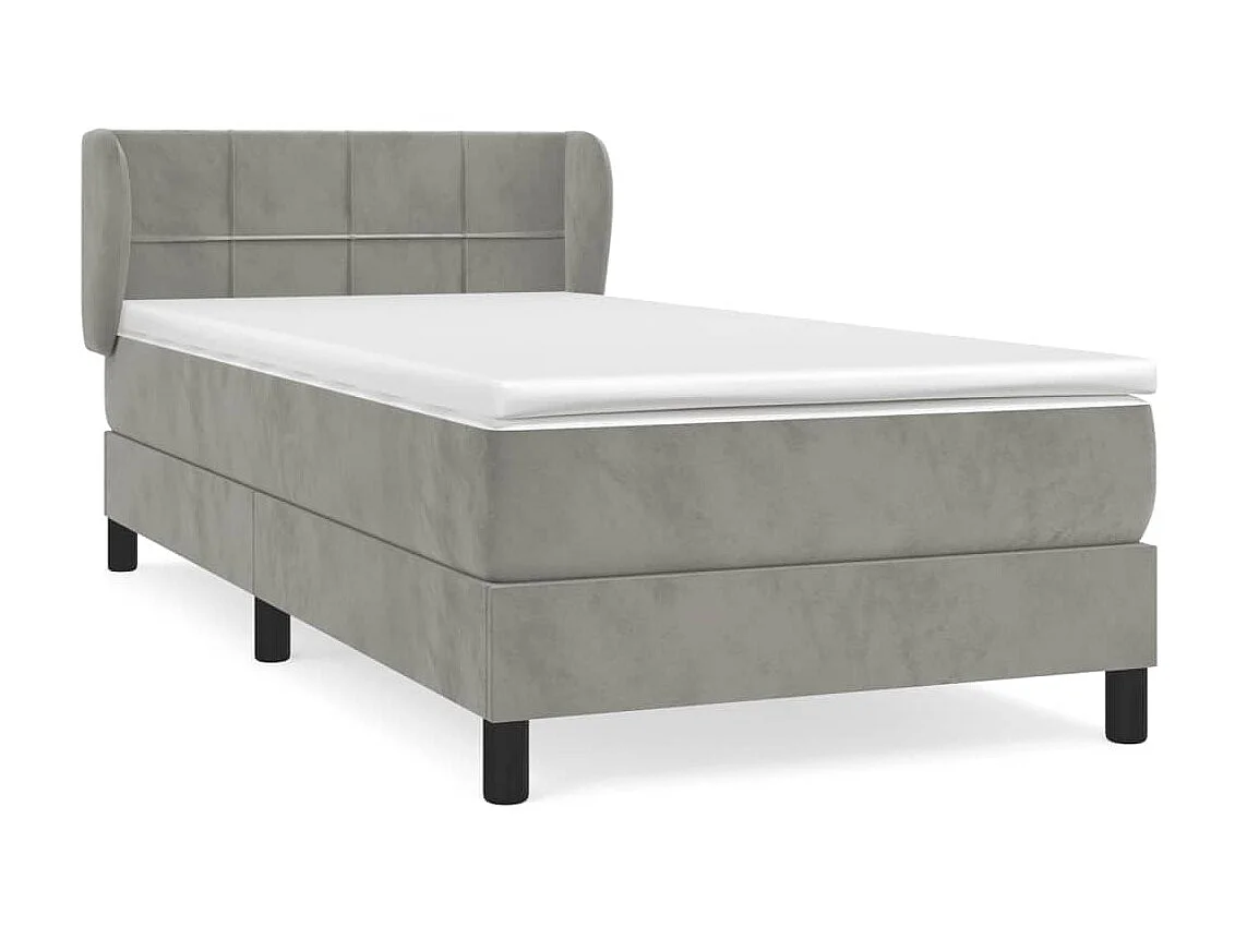 Conjunto Boxspring - 90x190 cm + Somieres + colchón terciopelo gris claro ES36705