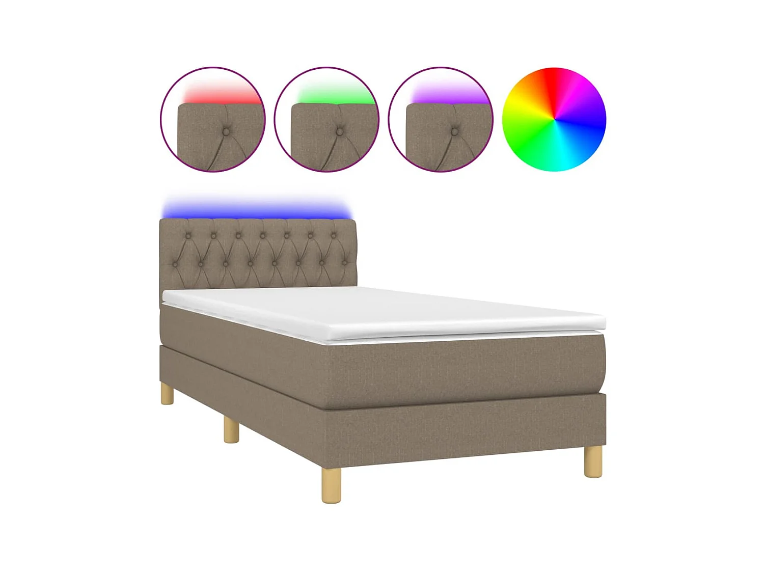 LED-Boxspringbett mit Matratze,Bett für Schlafzimmer Taupe 90x200 cm Stoff -CFW82408