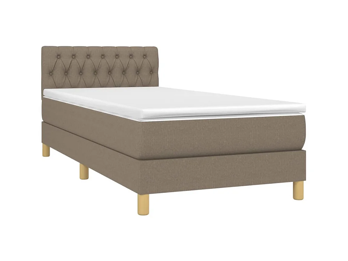 LED-Boxspringbett mit Matratze,Bett für Schlafzimmer Taupe 90x200 cm Stoff -CFW82408