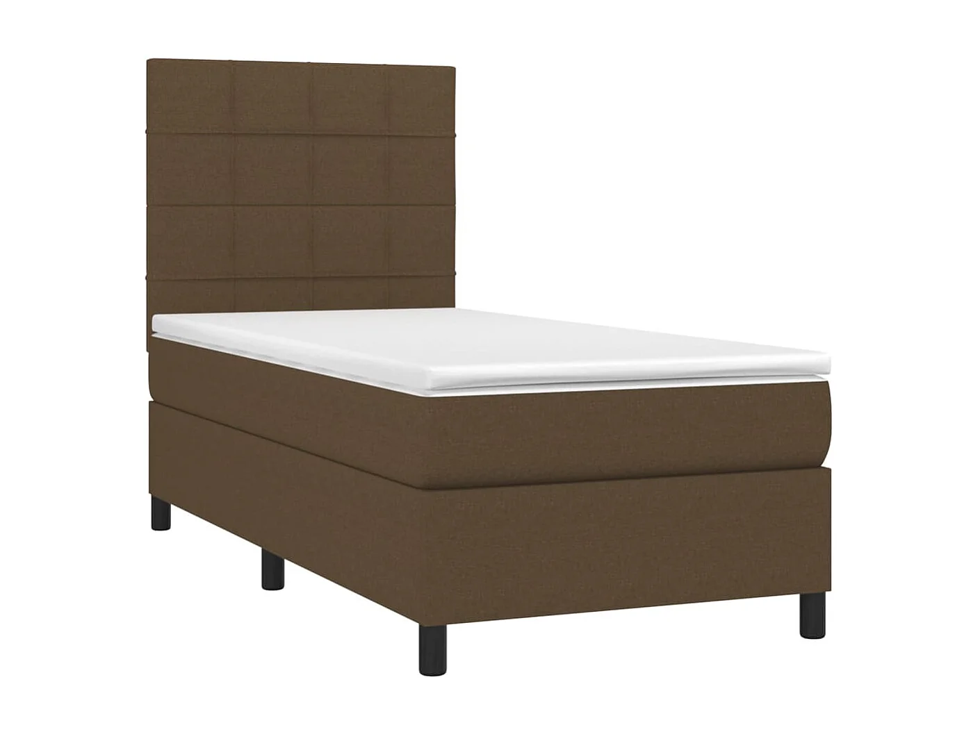 Cama continental c/ colchão/LED 80x200cm tecido castanho-escuro PT358699