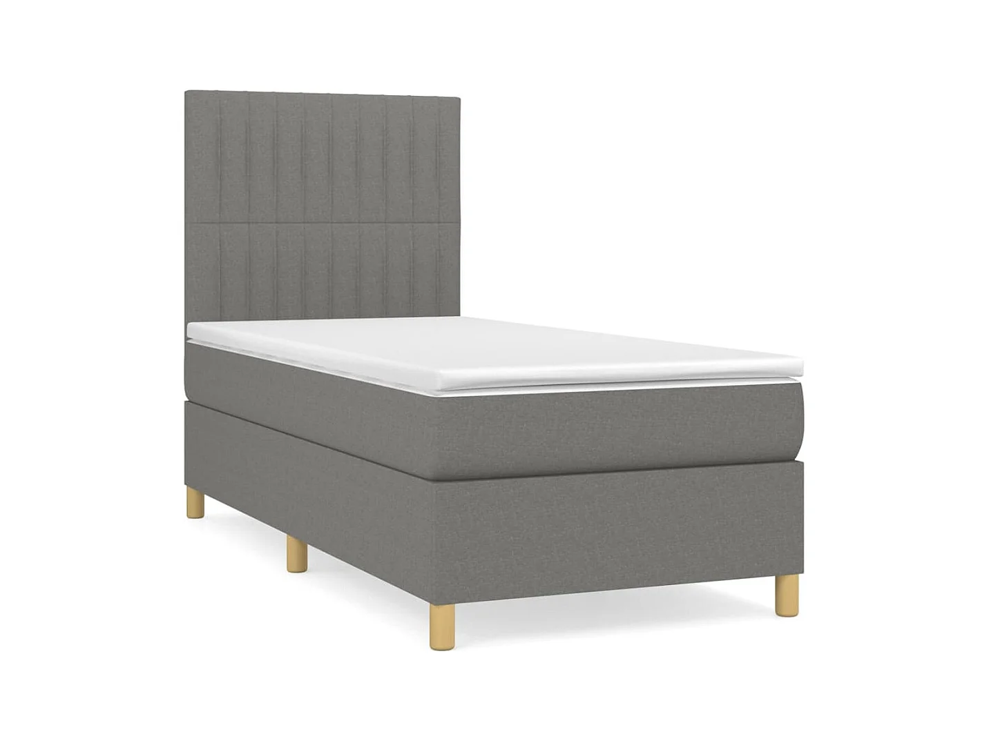 Cama continental com molas+ colchão 100x200 cm tecido cinza-escuro PT824594