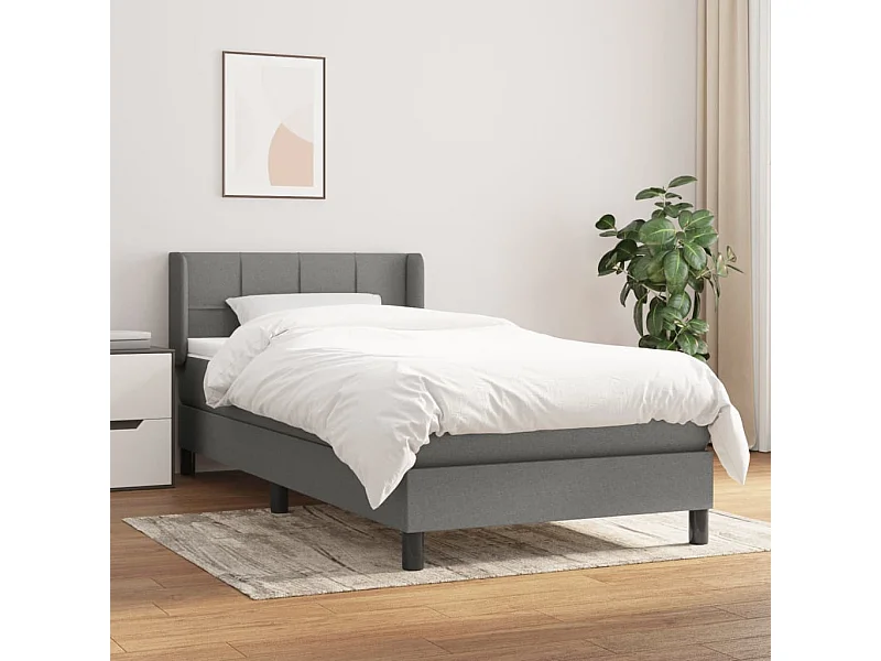 Conjunto Boxspring - 90x190 cm + Somieres + colchón tela gris oscuro ES36383