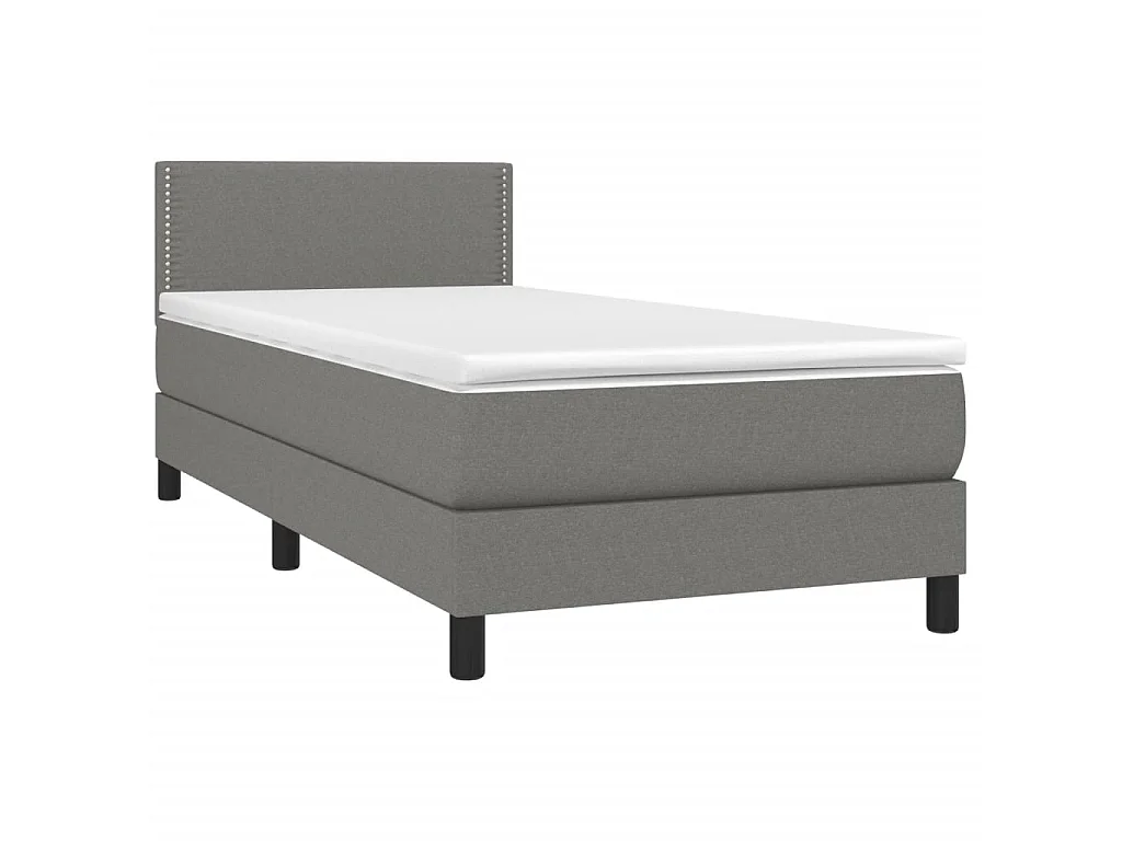 Cama continental c/ colchão e LED 100x200 cm tecido cinza-escuro PT801347