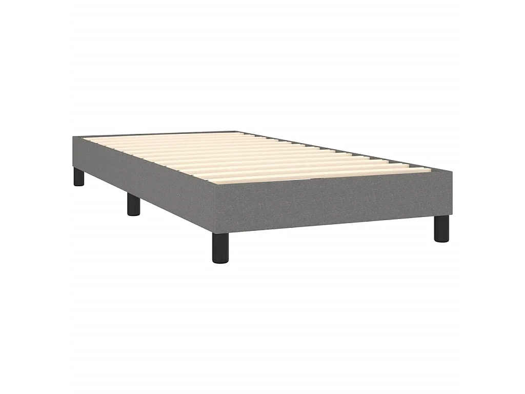 Cama continental c/ colchão e LED 100x200 cm tecido cinza-escuro PT801347