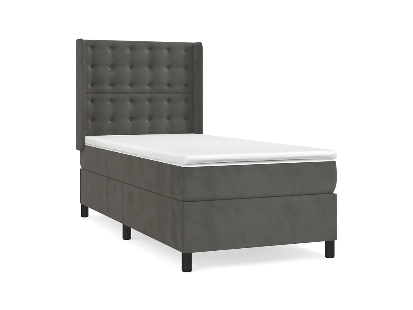 Conjunto Boxspring - 80x200 cm + Somieres + colchón terciopelo gris oscuro ES36063