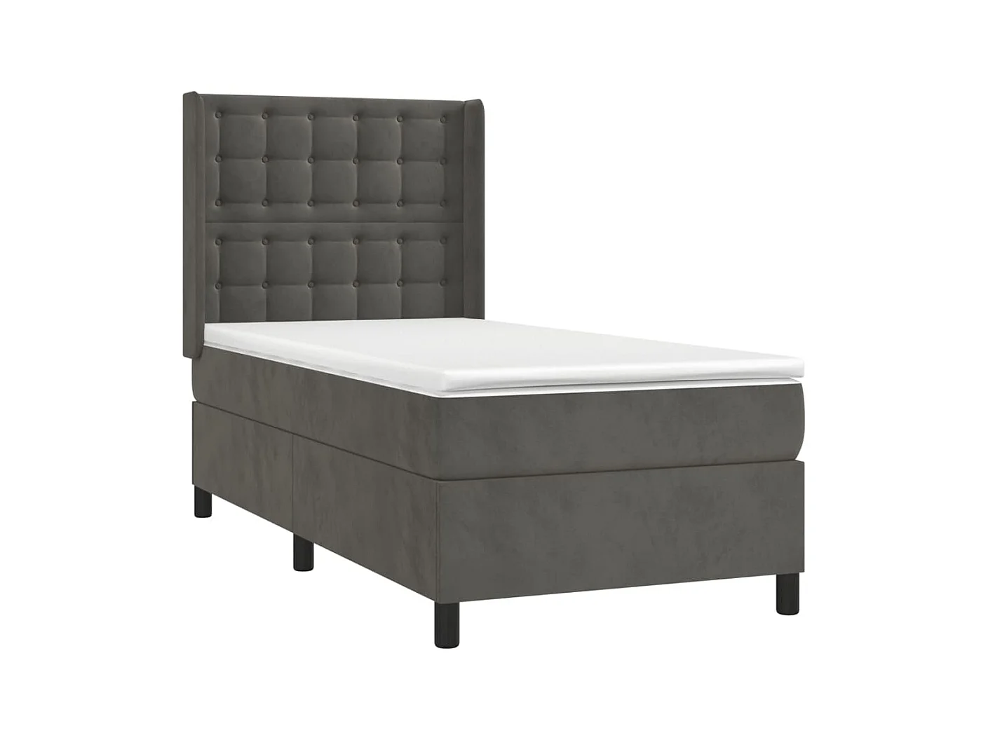 Conjunto Boxspring - 80x200 cm + Somieres + colchón terciopelo gris oscuro ES36063