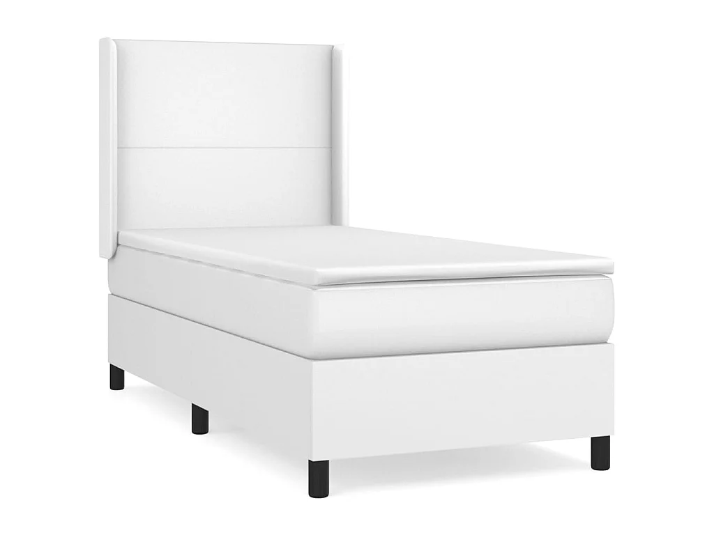 Cama continental com molas+ colchão 80x200 cm couro artificial branco PT527497