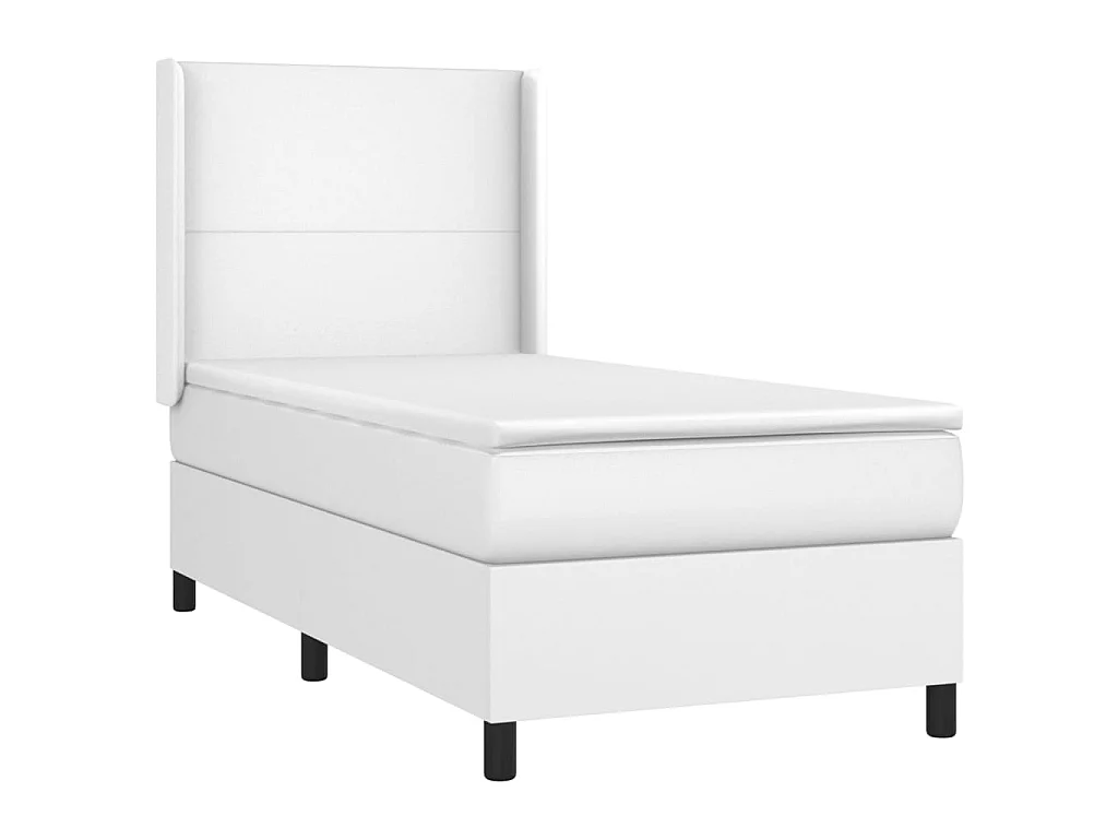 Cama continental com molas+ colchão 80x200 cm couro artificial branco PT527497