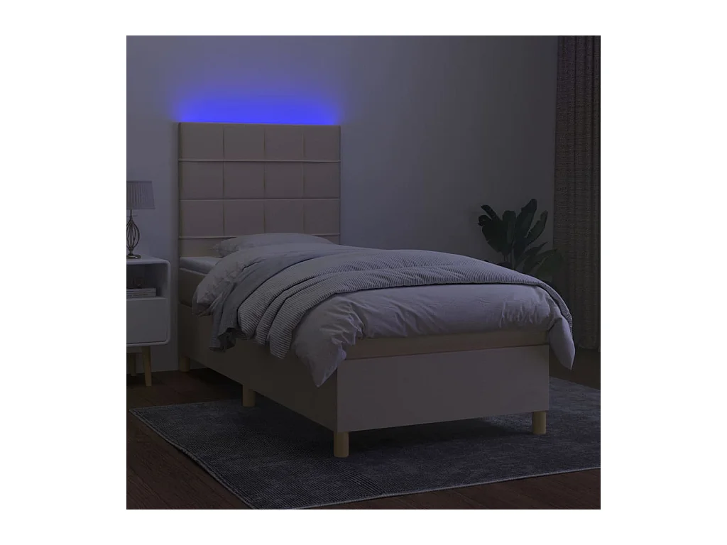 LED-Boxspringbett mit Matratze,Bett für Schlafzimmer Creme 100x200 cm Stoff -CFW19404