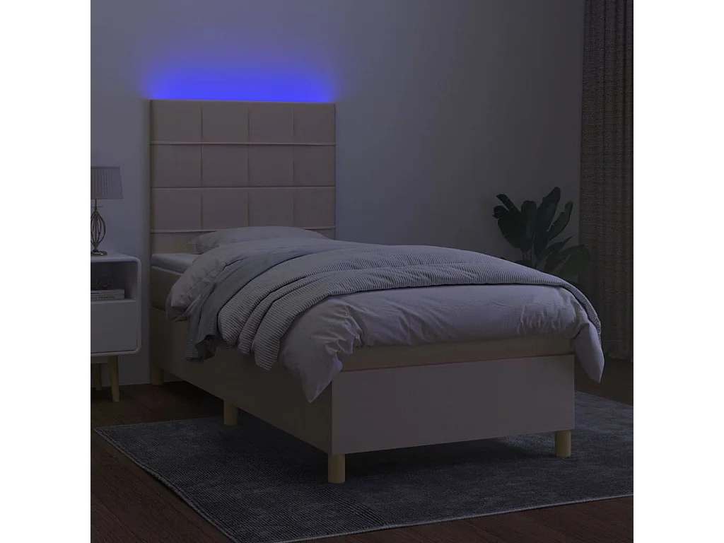 LED-Boxspringbett mit Matratze,Bett für Schlafzimmer Creme 100x200 cm Stoff -CFW19404