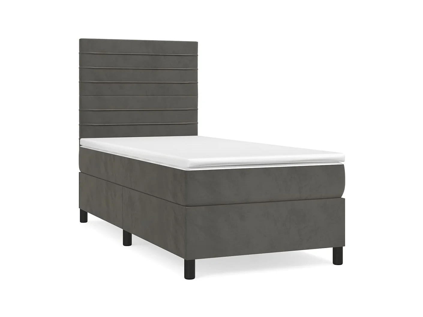 Conjunto Boxspring - 100x200 cm + Somieres + colchón terciopelo gris oscuro ES39731
