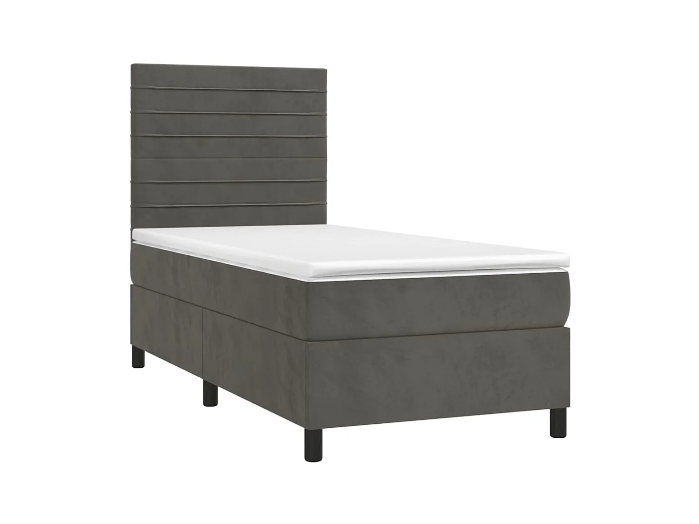 Conjunto Boxspring - 100x200 cm + Somieres + colchón terciopelo gris oscuro ES39731