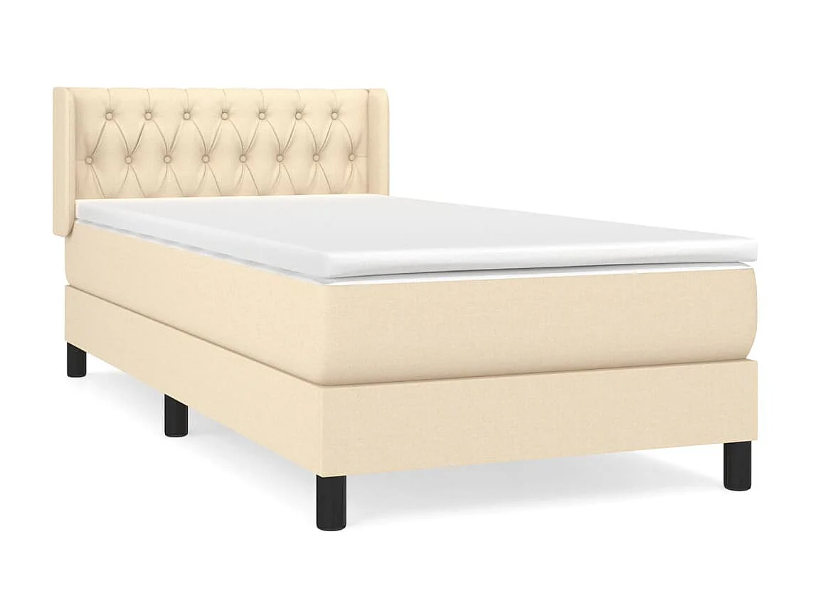 Cama continental com molas+ colchão 90x200 cm tecido cor crème PT475943