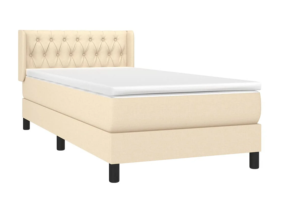 Cama continental com molas+ colchão 90x200 cm tecido cor crème PT475943