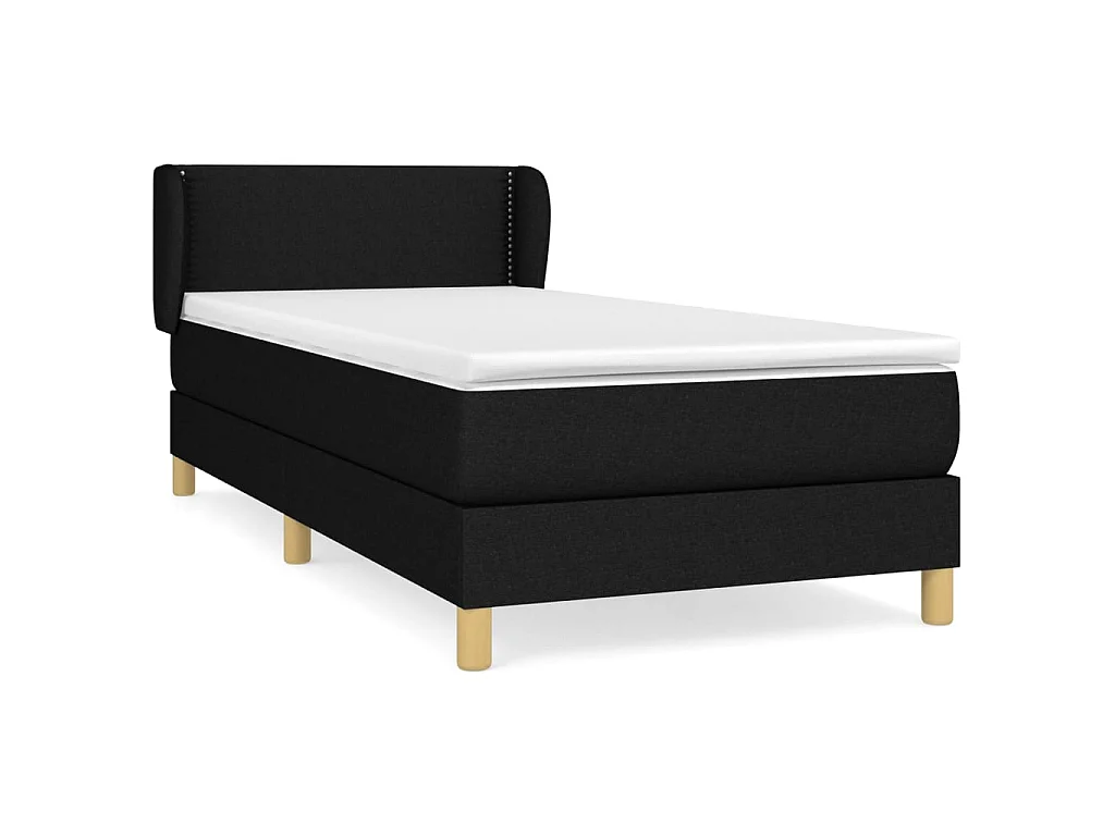 Ensemble complet boxspring - 90x190 cm + sommier tapissier + matelas Noir Tissu SRGW42646