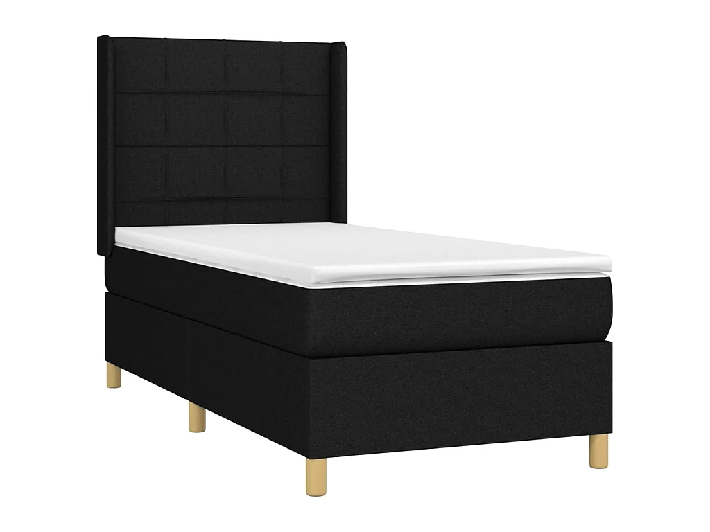 Cama continental c/ colchão e LED 80x200 cm tecido preto PT804883
