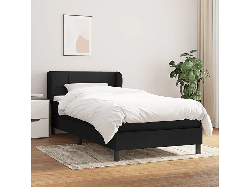 Conjunto Boxspring - 90x200 cm + Somieres + colchón tela negro ES39389
