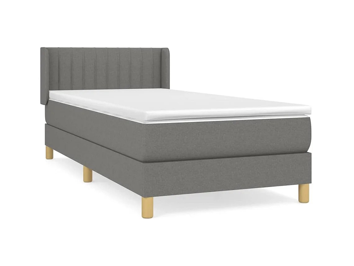 Conjunto Boxspring - 90x200 cm + Somieres + colchón tela gris oscuro ES36277