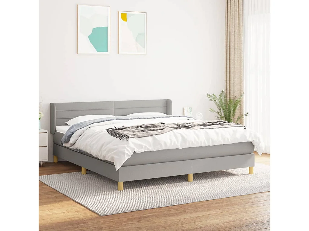 Ensemble complet boxspring - 180x200 cm + sommier tapissier + matelas Gris clair Tissu SRGW13440